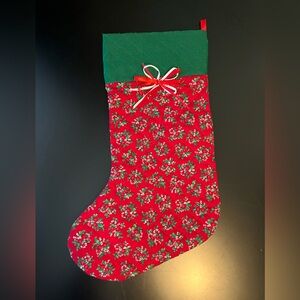 Red White Green Quilted Stitched Christmas Holiday Stocking Candy Cane